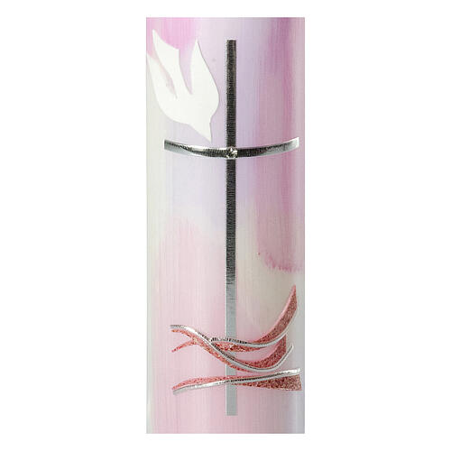 Vela cor-de-rosa Espírito Santo Batismo 26,5x6 cm 2