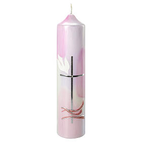 Baptism candle pink Holy Spirit 265x60 mm