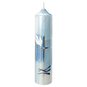 Kerze zur Taufe in blau Heiliger Geist, 265x60 mm