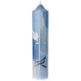 Light blue candle for Baptism, Holy Spirit, 265x60 mm