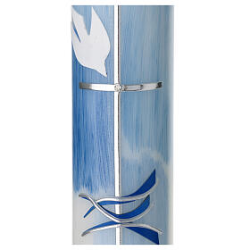 Light blue candle for Baptism, Holy Spirit, 265x60 mm