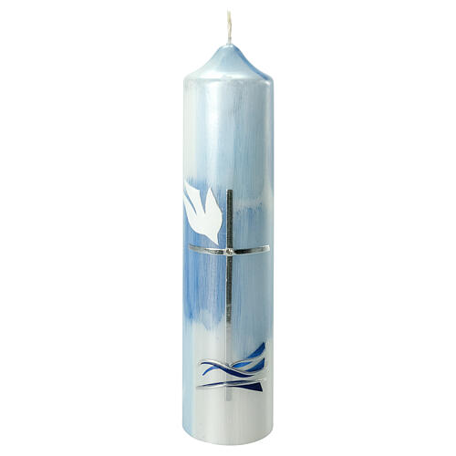 Light blue candle for Baptism, Holy Spirit, 265x60 mm 1