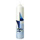 Kerze zur Taufe mit Kreuz und blauem Segel, 265x60 mm s1