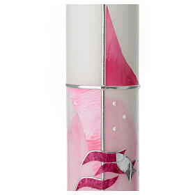 Pink candle for Christening, cross-shaped sail, 265x60 mm