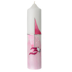 Baptism candle pink cross sail 265x60 mm