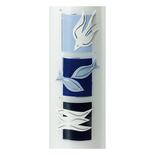 Świeca na Chrzest, kratki niebieskie, 265x60 mm 2