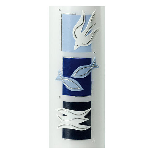 Baptism candle with blue squares 265x60 mm 2