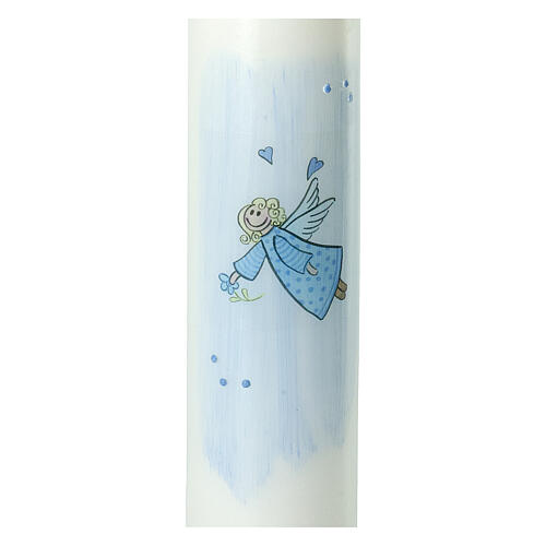 Baptism candle with blue angel drawing 265x60 mm 2