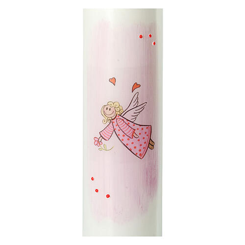 Bougie dessin ange rose Baptême 265x60 mm 2