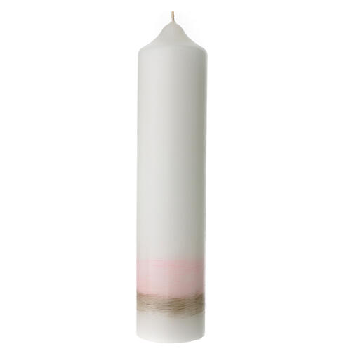 Kerze zur Taufe mit rosafarbenen und silbernen Details, 265x60 mm 3