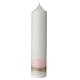 Candle with modern cross pink decor Baptism 265x60 mm s3