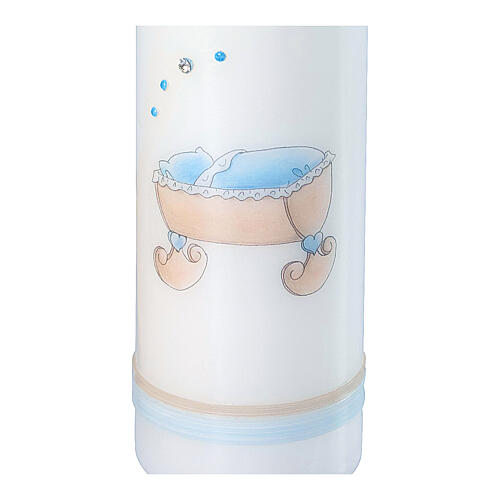 Baptism candle with blue crib 220x60 mm 2