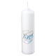 Baptism candle with baby blue shoes 220x60 mm s1