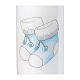 Baptism candle with baby blue shoes 220x60 mm s2