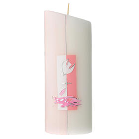 Baptism candle oval pink Holy Spirit 230x90 mm