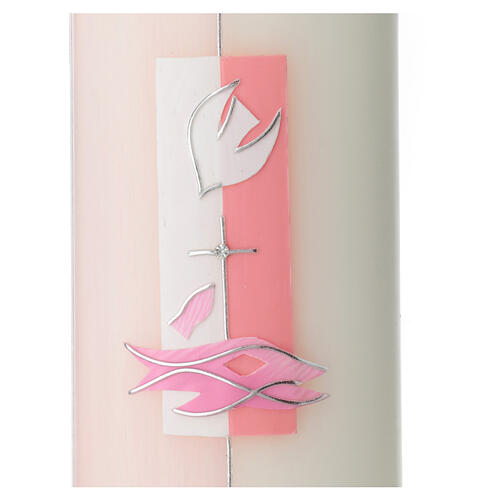 Baptism candle oval pink Holy Spirit 230x90 mm 2