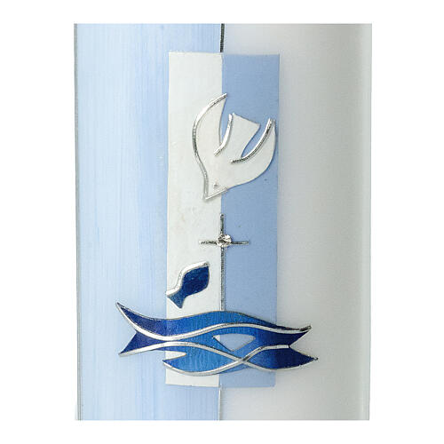 Blue oval candle for Baptism, Holy Spirit, 230x90 mm 2