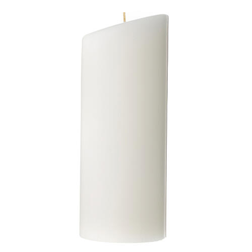 Świeca chrzcielna o owalnym kształcie, błękitna, z krzyżem i wodą, 230x90 mm 4