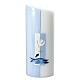 Baptism candle oval base blue cross 230x90 mm s1