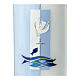 Baptism candle oval base blue cross 230x90 mm s2