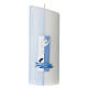 Baptism candle oval base blue cross 230x90 mm s1