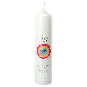 Baptism candle with rainbow fish 265x60 mm