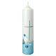 Baptismal candle, light blue, cross and water, 265x60 mm s1