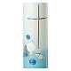 Baptismal candle, light blue, cross and water, 265x60 mm s2