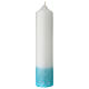 Baptismal candle, light blue, cross and water, 265x60 mm s3