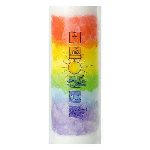Christening candle, rainbow, squares and sun, 265x60 mm 2