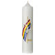Kerze zur Taufe mit regenbogenfarbenen Verzierungen und Taube, 265x60 mm s3