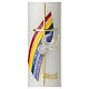 Kerze zur Taufe mit regenbogenfarbenen Verzierungen und Taube, 265x60 mm s4