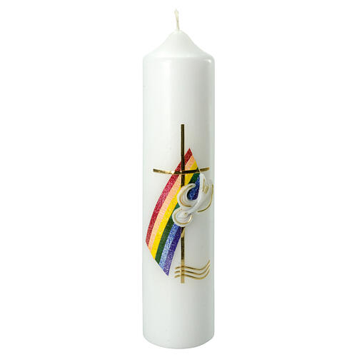 Świeca chrzcielna tęcza gołębica 265x60 mm 1
