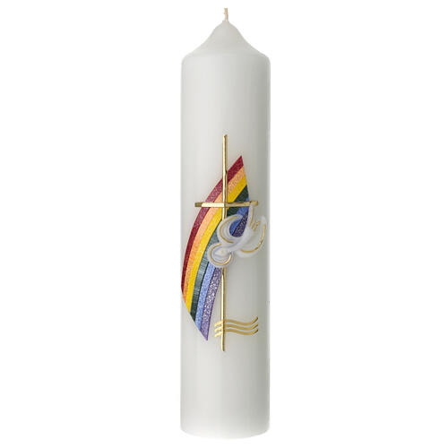 Świeca chrzcielna tęcza gołębica 265x60 mm 3