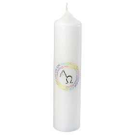 Baptism candle with Alpha Omega fish 265x60 mm