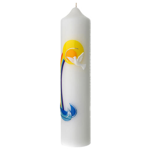 Kerze zur Taufe mit Regenbogen und Taube, 265x60 mm 2