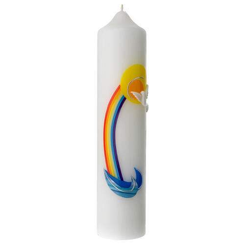 Baptism candle with rainbow sun dove 265x60 mm 1