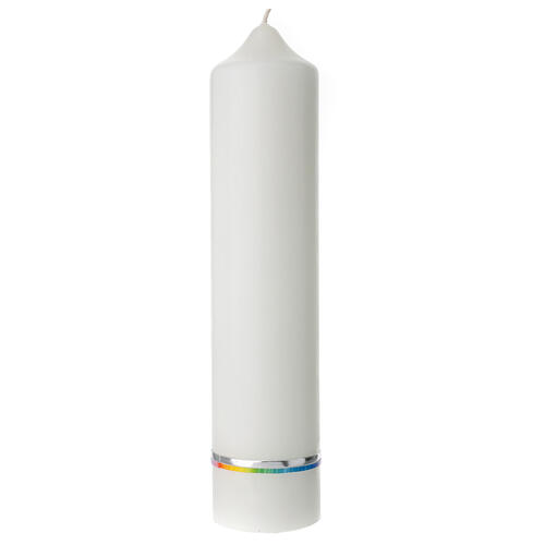 Baptism candle rainbow fish and cross 265x60 mm 3