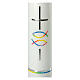 Baptism candle rainbow fish and cross 265x60 mm s2