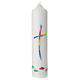 Bougie Baptême croix oblique arc-en-ciel 265x60 mm s1