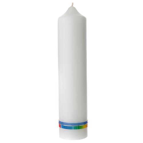 Candle for Baptism, cross water and fishes, 265x60 mm 3