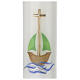 Candle for Baptism, boat with cross, 265x60 mm s2