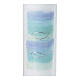 Baptism candle with blue shades and fish 265x60 mm s2