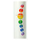 Candle for Baptism, rainbow-coloured circles and cross, 265x60 mm s2