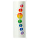 Baptism candle with rainbow circles cross 265x60 mm s2