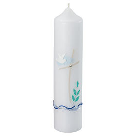 Kerze zur Taufe weiß mit Taube, 265x60 mm