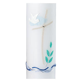 Candle for Baptism, white dove, 265x60 mm