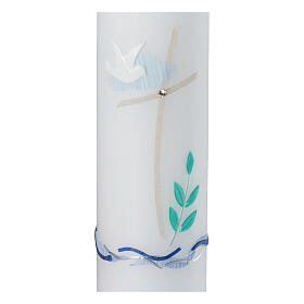Candle for Baptism, white dove, 265x60 mm