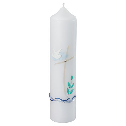Baptism candle with white doves 265x60 mm 1