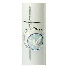 Baptism candle with light blue Holy Spirit 265x60 mm